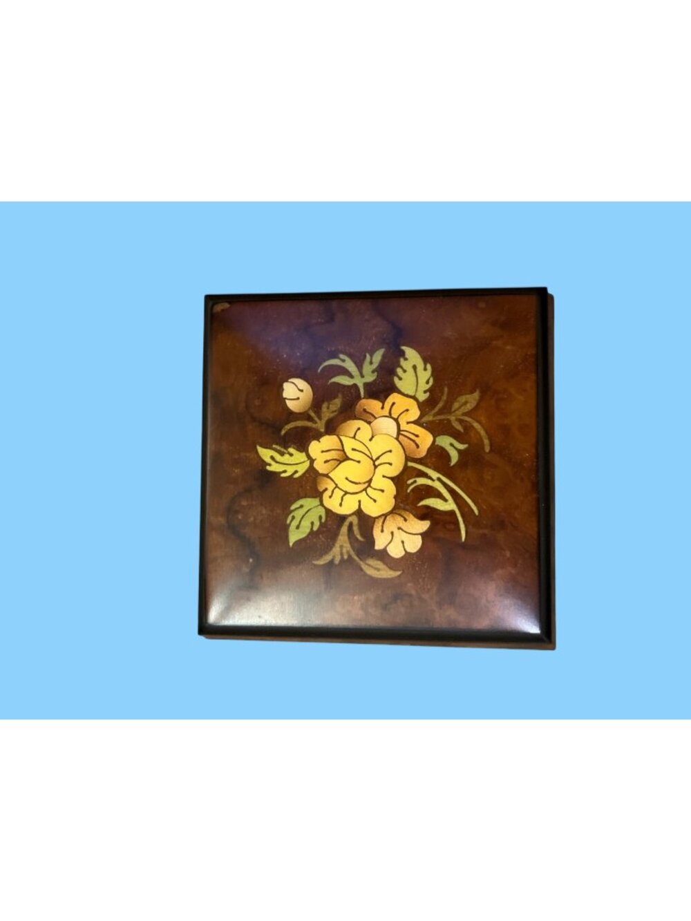 A. Gargiulo Jannuzzi Sorrento Italy Inlaid Wood Floral Trinket Jewelry Box Used